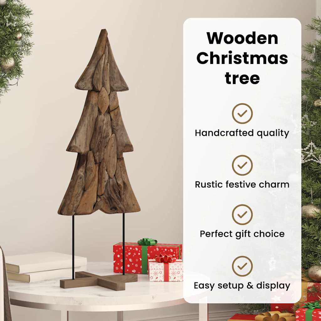 Christmas Tree Stand Brown 90 cm Solid Teak Wood