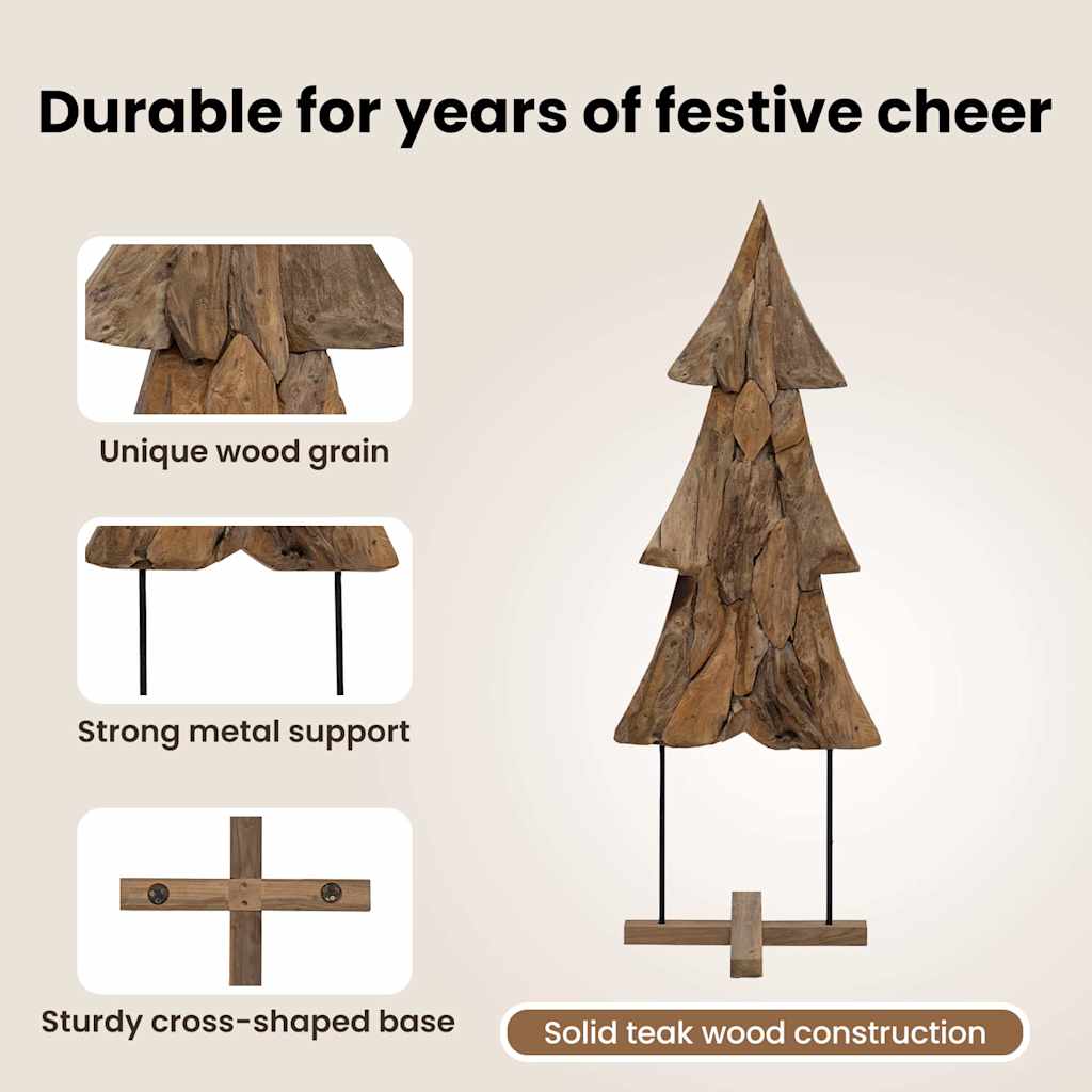 Christmas Tree Stand Brown 90 cm Solid Teak Wood