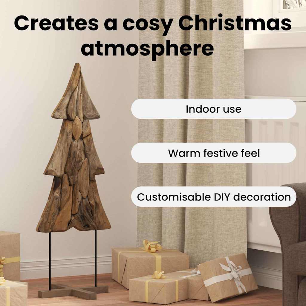 Christmas Tree Stand Brown 90 cm Solid Teak Wood