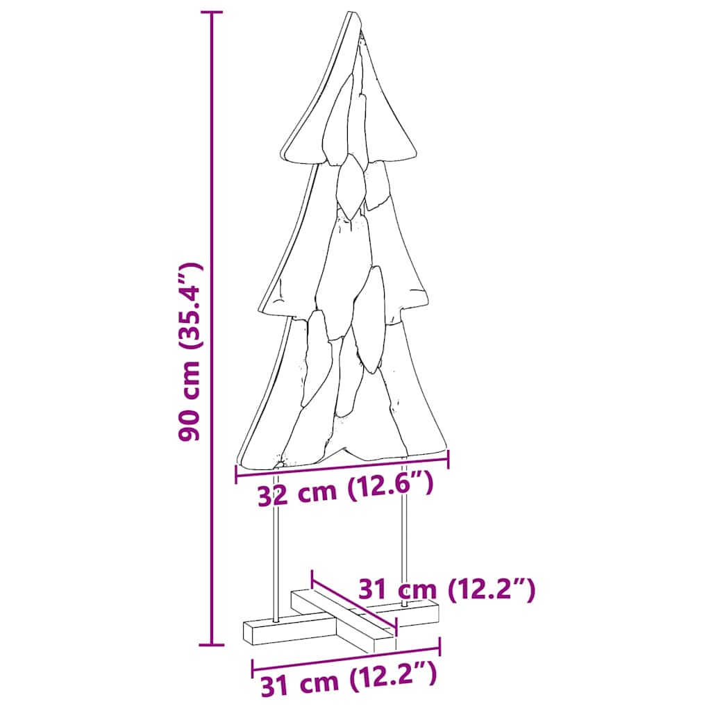 Christmas Tree Stand Brown 90 cm Solid Teak Wood