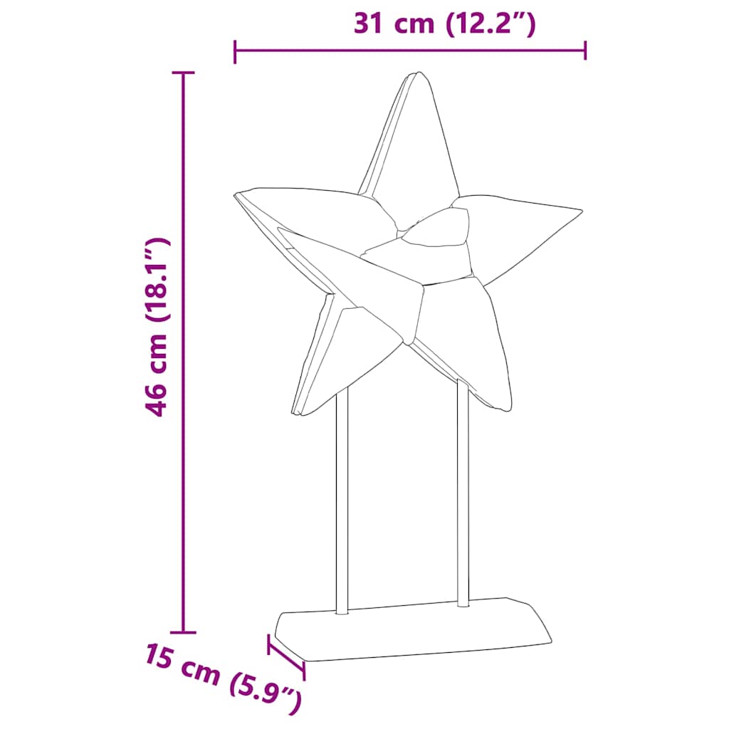 Kalėdų žvaigždė LED Ruda 31 x 15 x 46 cm Kieto teka medžio
