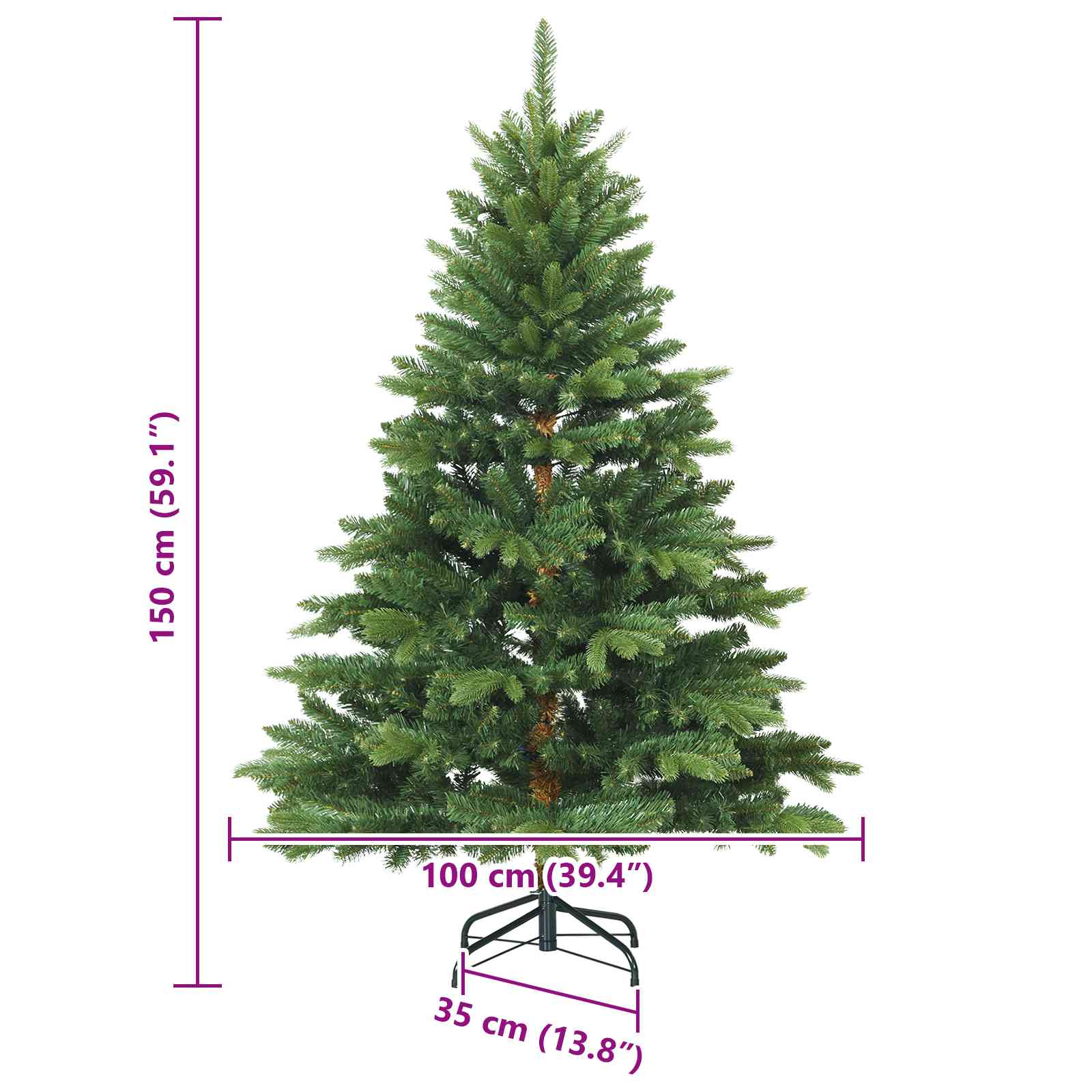 Dirbtinė Sulankstoma Kalėdų Eglutė SNOW EMBER, stovu Žalia 150 cm.