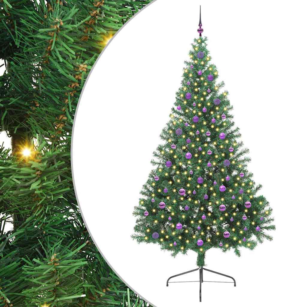 Artificial pre-lit Christmas tree HORIZON EMBER, green 240 cm.
