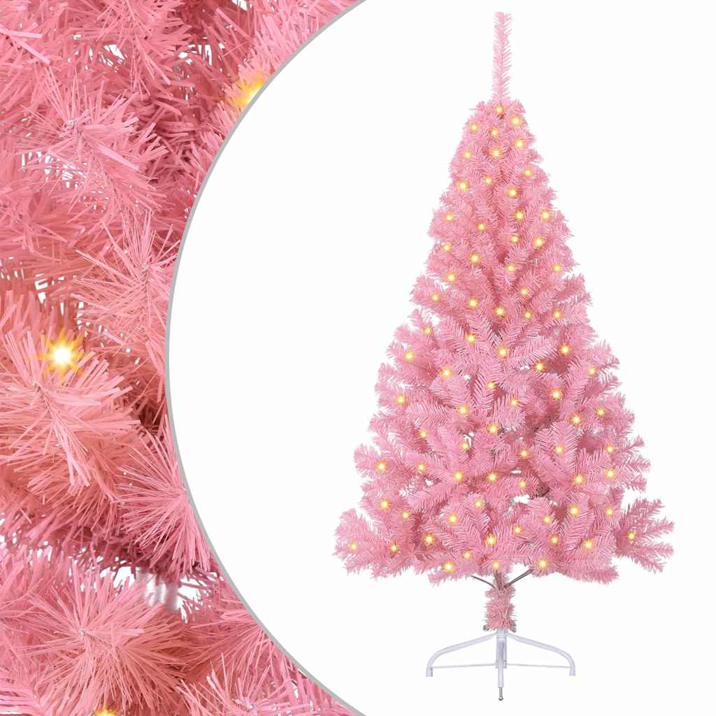 Dirbtinis prieššventinis eglutė su šviesomis Rožinė 120 cm PVC