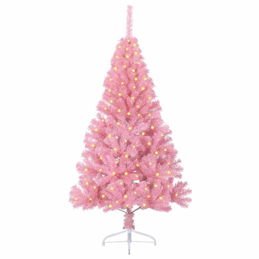 Dirbtinis prieššventinis eglutė su šviesomis Rožinė 120 cm PVC