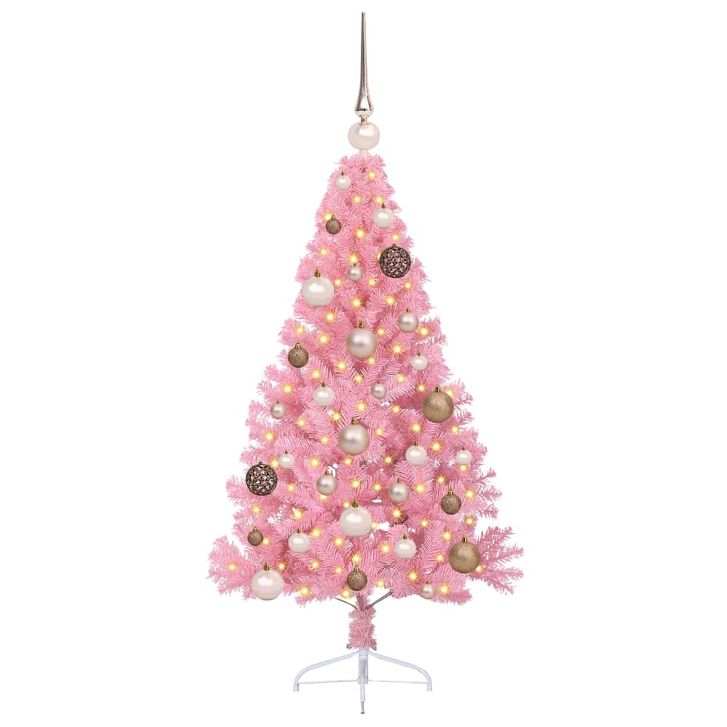 Dirbtinis prieššventinis eglutė su šviesomis Rožinė 120 cm PVC