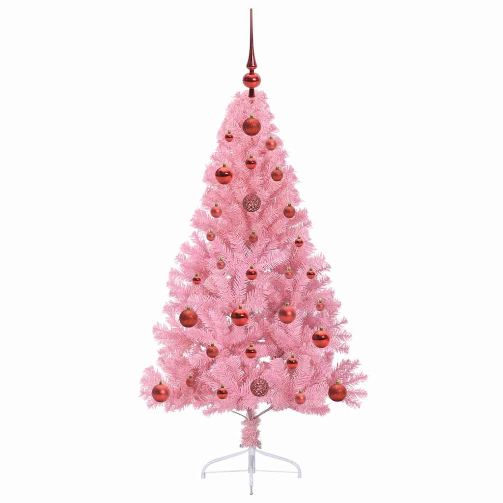 Artificial Pre-Lit Christmas Tree Pink 120 cm PVC
