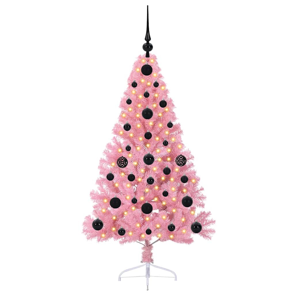 Dirbtinis prieššventinis eglutė su šviesomis Rožinė 120 cm PVC