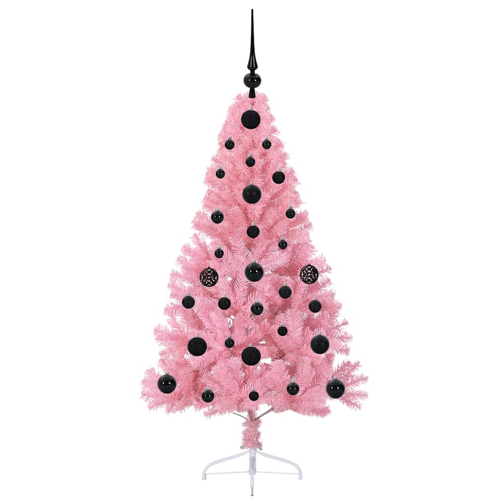 Dirbtinis prieššventinis eglutė su šviesomis Rožinė 120 cm PVC