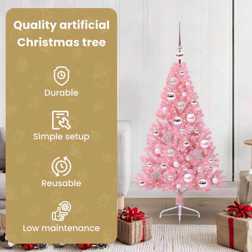 Mākslīgā Ziemassvētku eglīte ar lampiņām Rozā 120 cm PVC