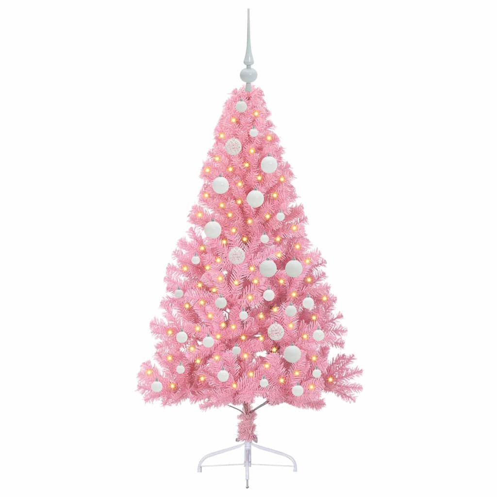 Dirbtinis prieššventinis eglutė su šviesomis Rožinė 120 cm PVC