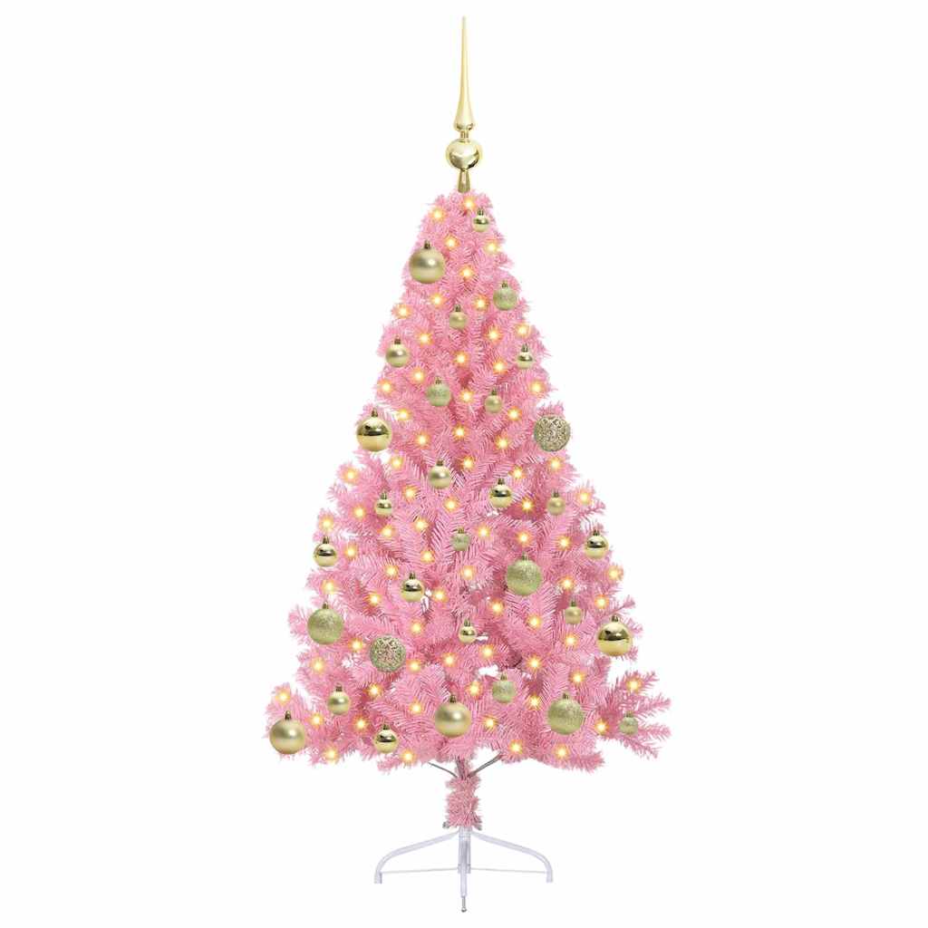 Artificial Pre-Lit Christmas Tree Pink 120 cm PVC