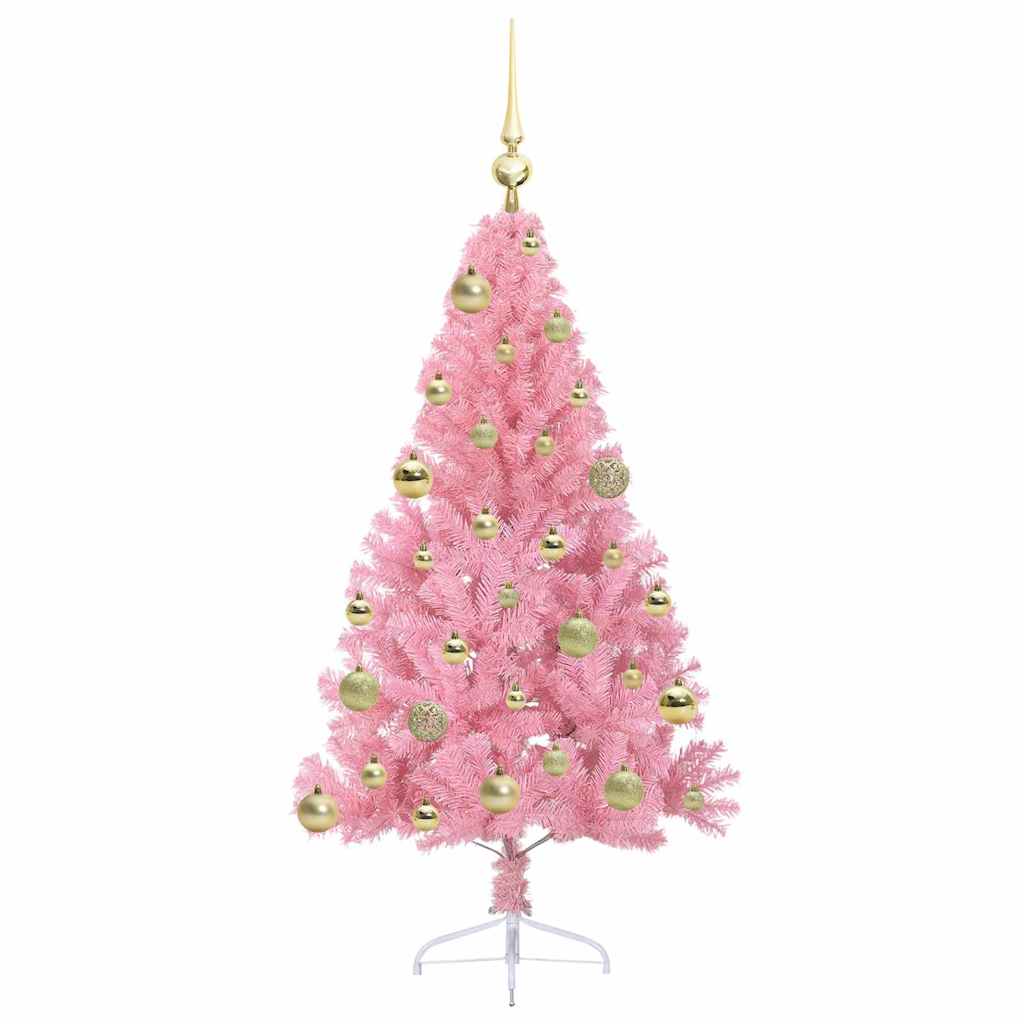 Artificial Pre-Lit Christmas Tree Pink 120 cm PVC
