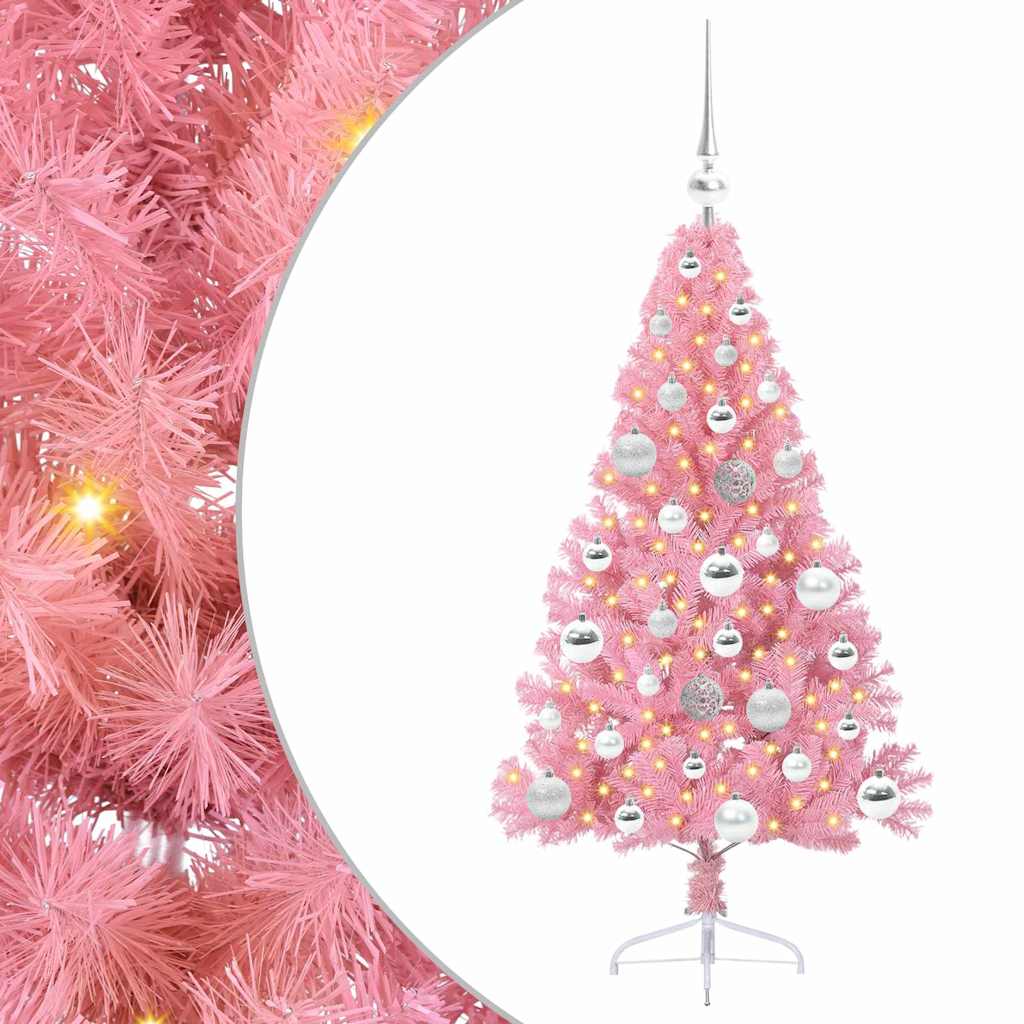 Mākslīgā Ziemassvētku eglīte ar lampiņām Rozā 120 cm PVC