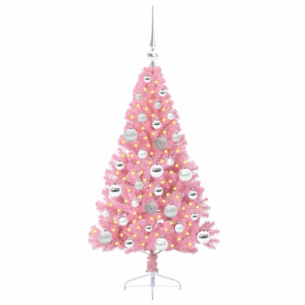 Mākslīgā Ziemassvētku eglīte ar lampiņām Rozā 120 cm PVC