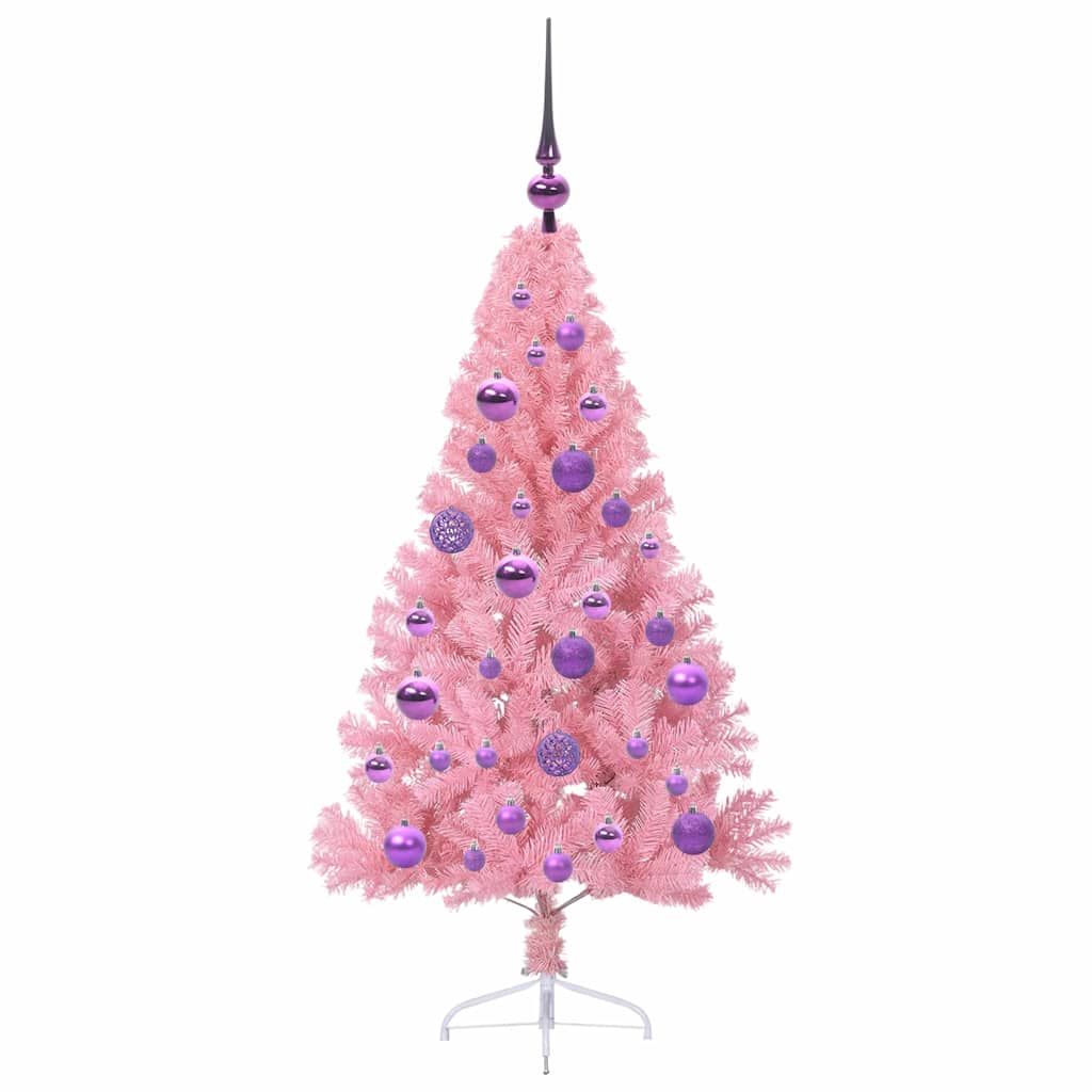 Artificial Pre-lit Pink Christmas Tree 120 cm PVC