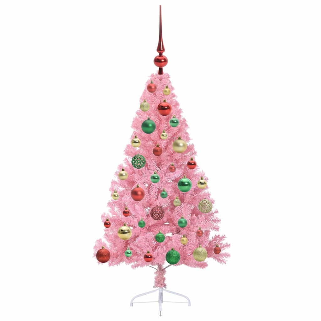 Artificial Pre-Lit Christmas Tree Pink 120 cm PVC