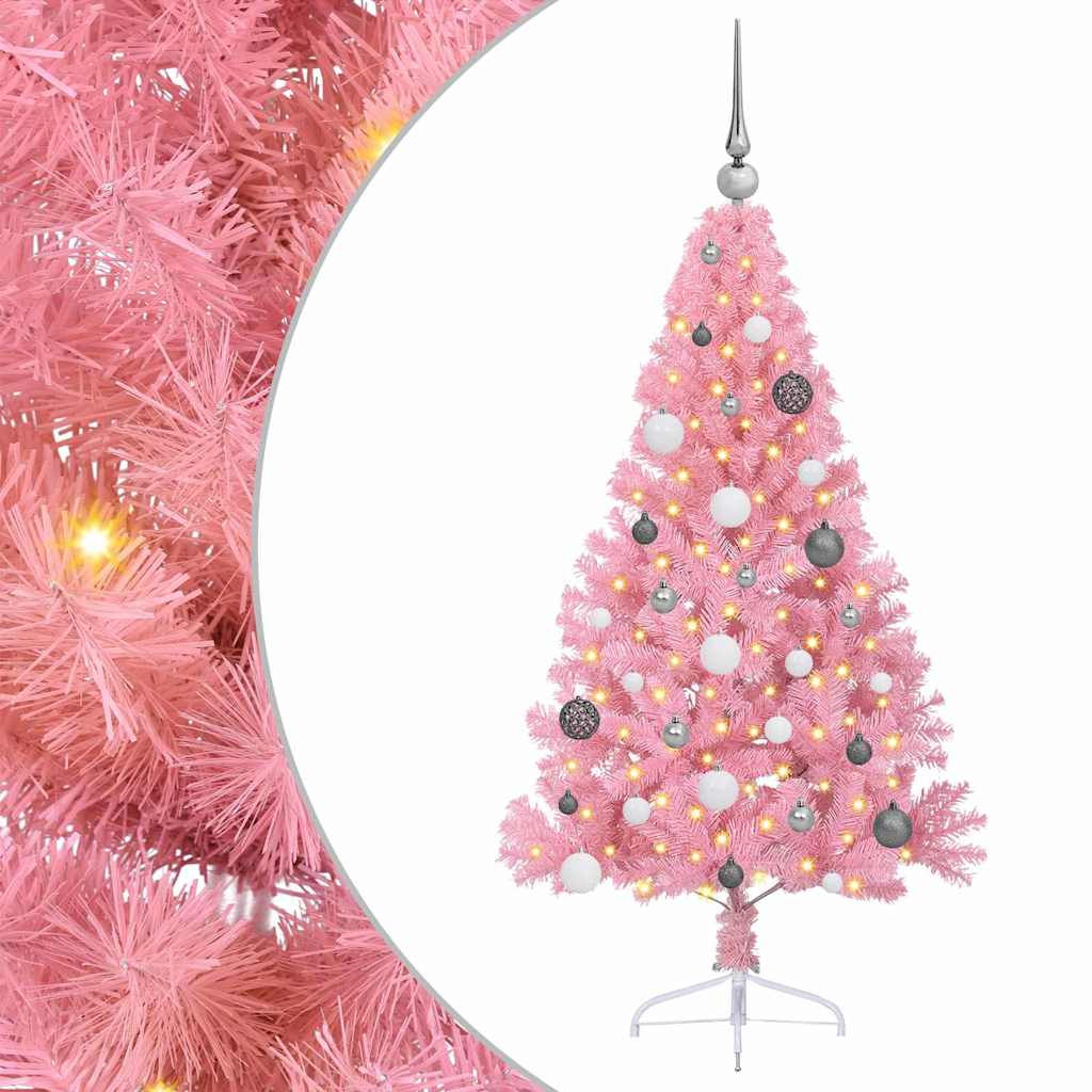 Dirbtinis prieššventinis eglutė su šviesomis Rožinė 150 cm PVC