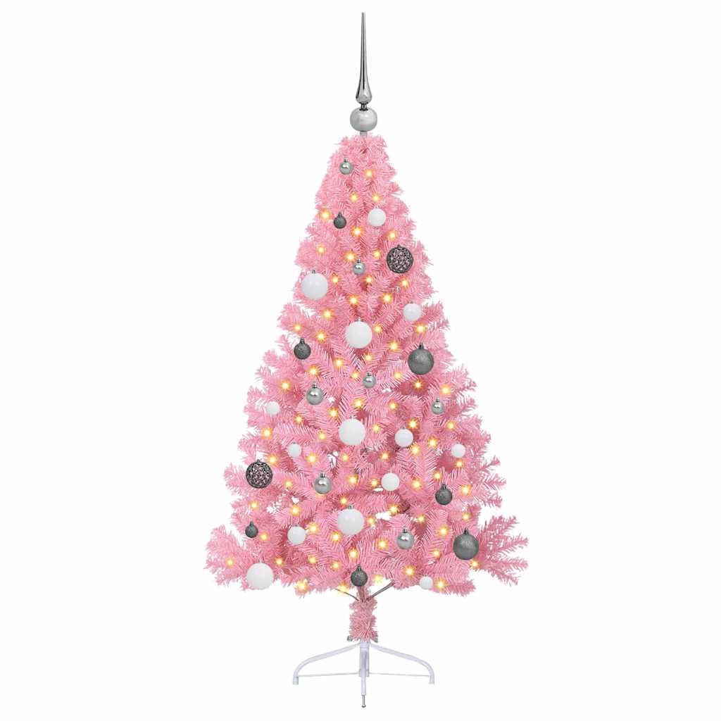Dirbtinis prieššventinis eglutė su šviesomis Rožinė 150 cm PVC