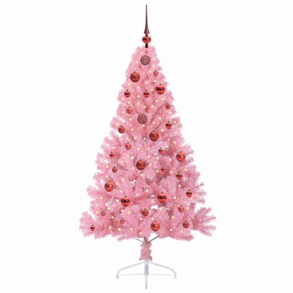 Dirbtinis prieššventinis eglutė su šviesomis Rožinė 150 cm PVC