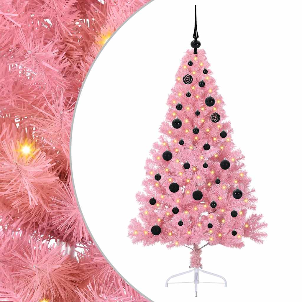 Dirbtinis prieššventinis eglutė su šviesomis Rožinė 150 cm PVC