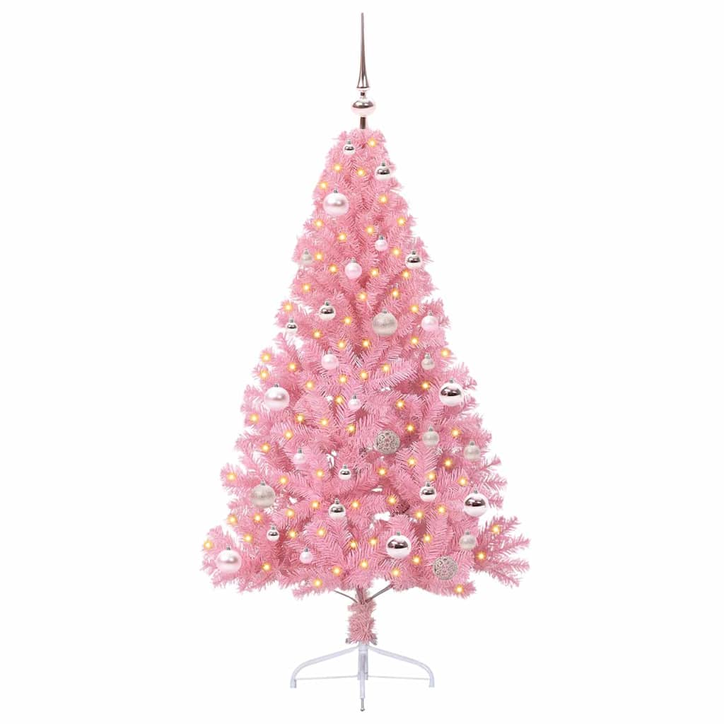 Mākslīgā Ziemassvētku eglīte ar lampiņām Rozā 150 cm PVC