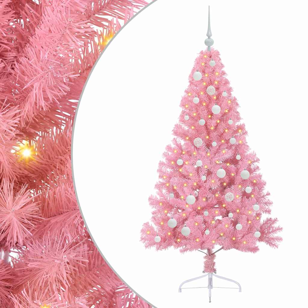 Dirbtinis prieššventinis eglutė su šviesomis Rožinė 150 cm PVC