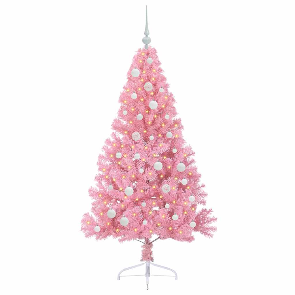 Dirbtinis prieššventinis eglutė su šviesomis Rožinė 150 cm PVC