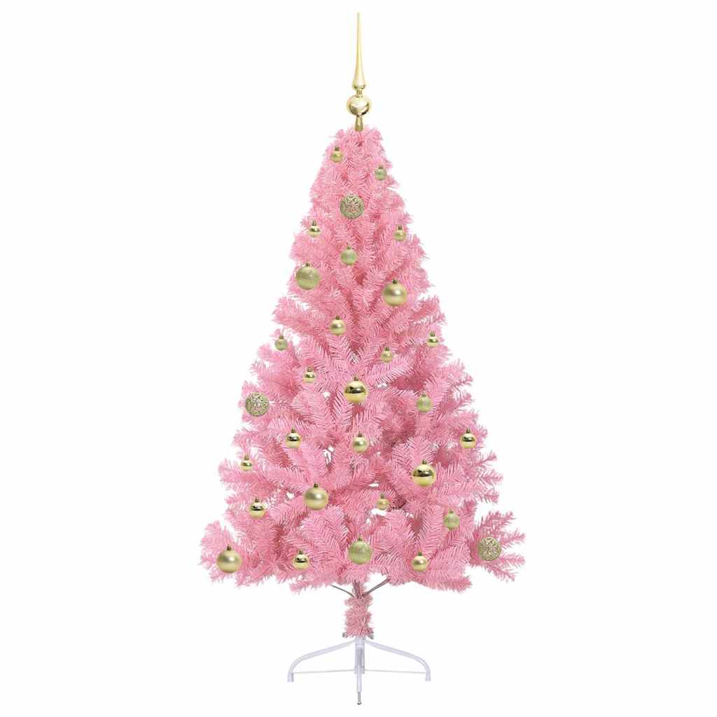 Artificial pre-lit Christmas tree Pink 150 cm PVC