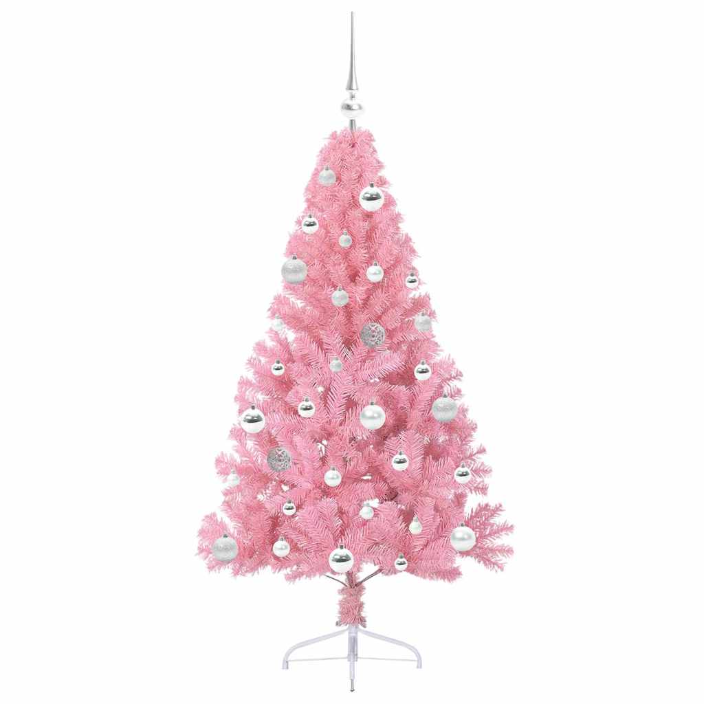 Artificial pre-lit Christmas tree Pink 150 cm PVC