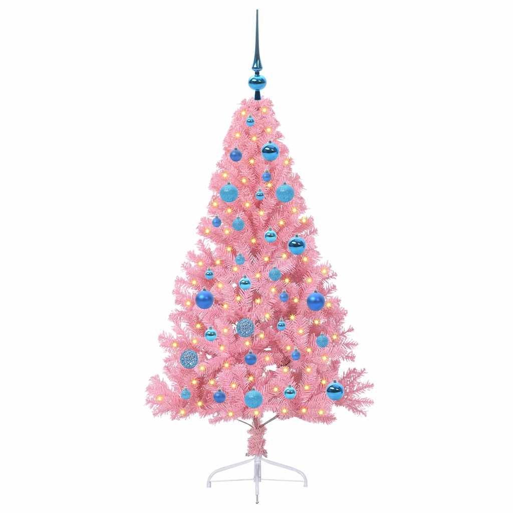 Artificial pre-lit Christmas tree Pink 150 cm PVC