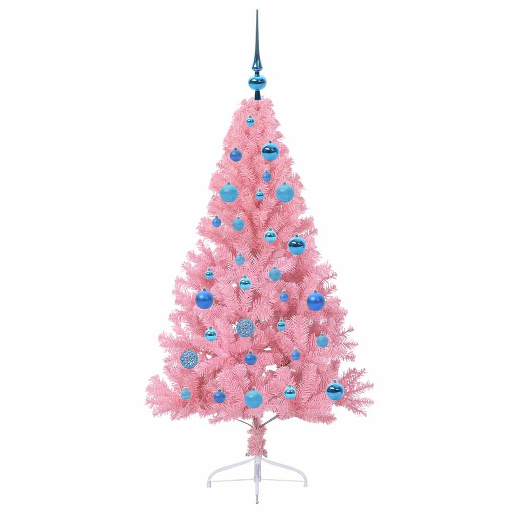 Artificial pre-lit Christmas tree Pink 150 cm PVC