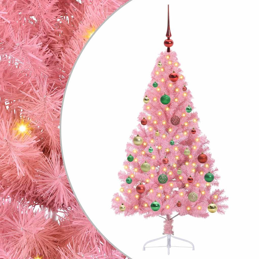 Artificial pre-lit Christmas tree Pink 150 cm PVC