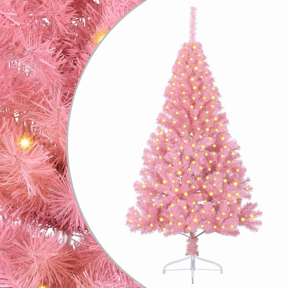 Artificial pre-lit Christmas tree Pink 180 cm PVC