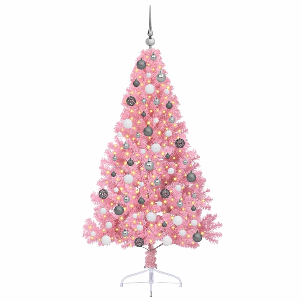 Artificial pre-lit Christmas tree Pink 180 cm PVC