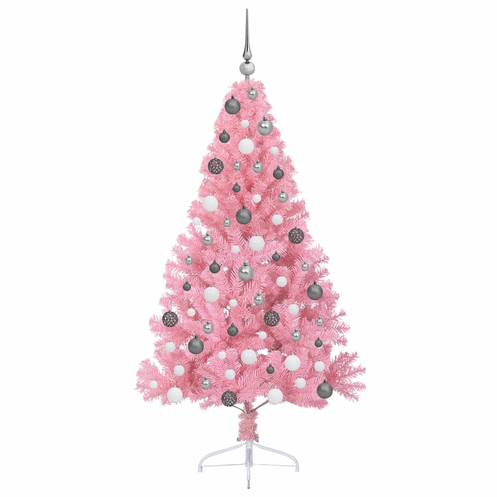Artificial pre-lit Christmas tree Pink 180 cm PVC