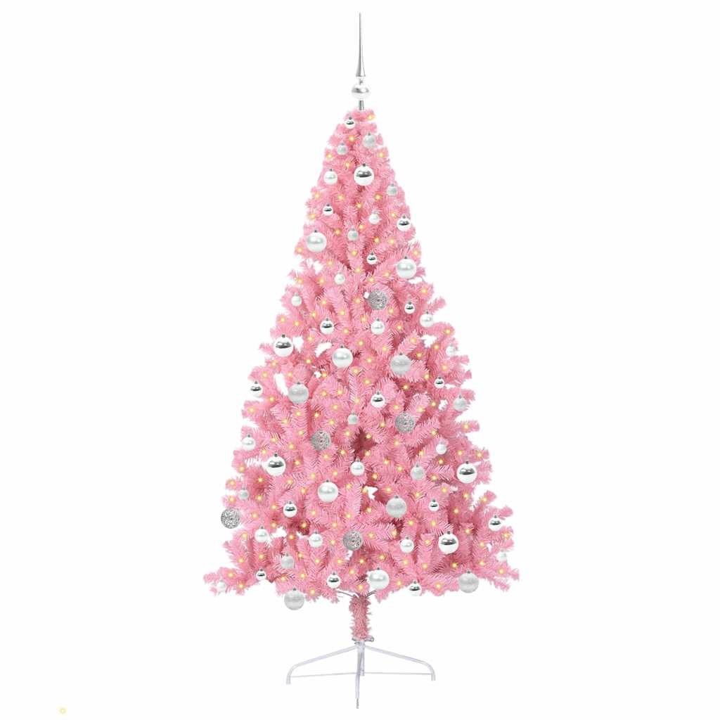 Dirbtinis prieššventinis eglutė su šviesomis Rožinė 180 cm PVC