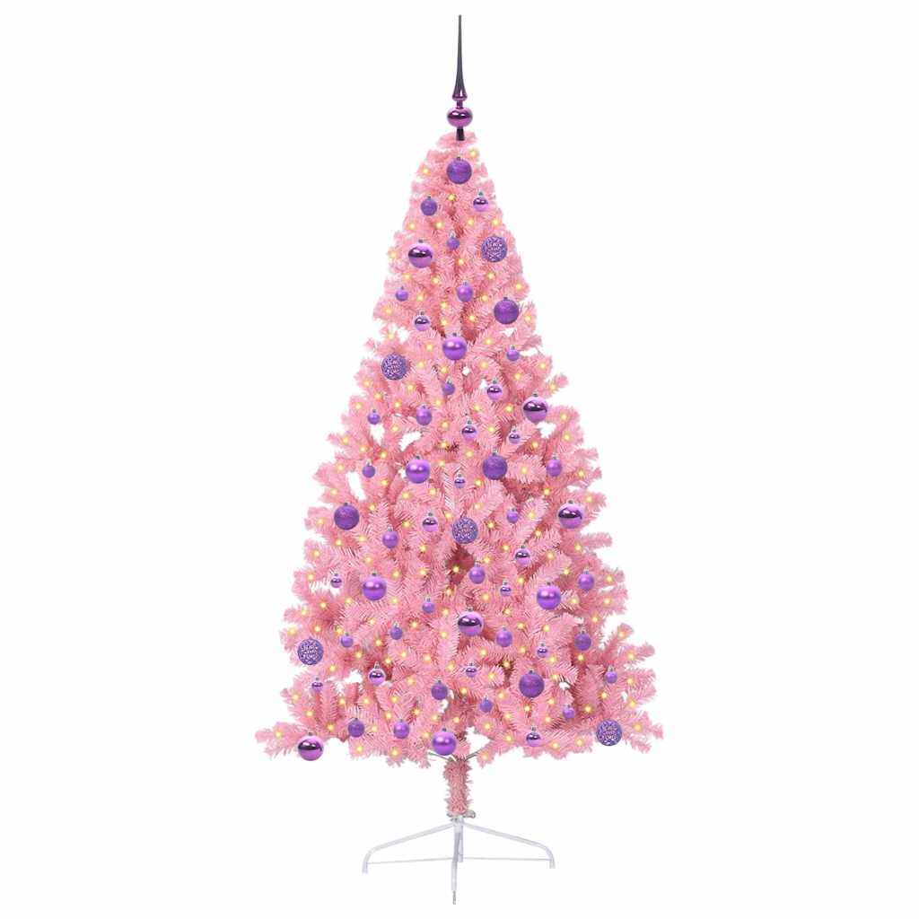 Dirbtinis prieššventinis eglutė su šviesomis Rožinė 180 cm PVC