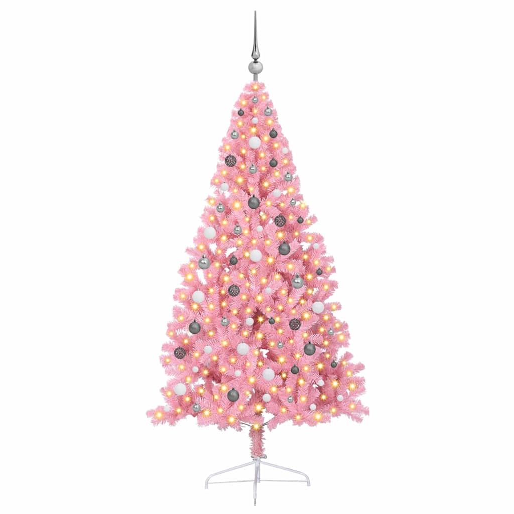 Dirbtinis prieššventinis eglutė su šviesomis Rožinė 210 cm PVC