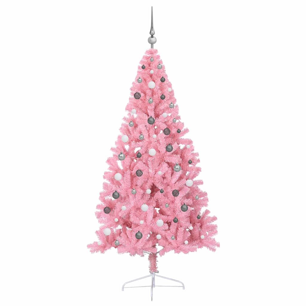 Dirbtinis prieššventinis eglutė su šviesomis Rožinė 210 cm PVC