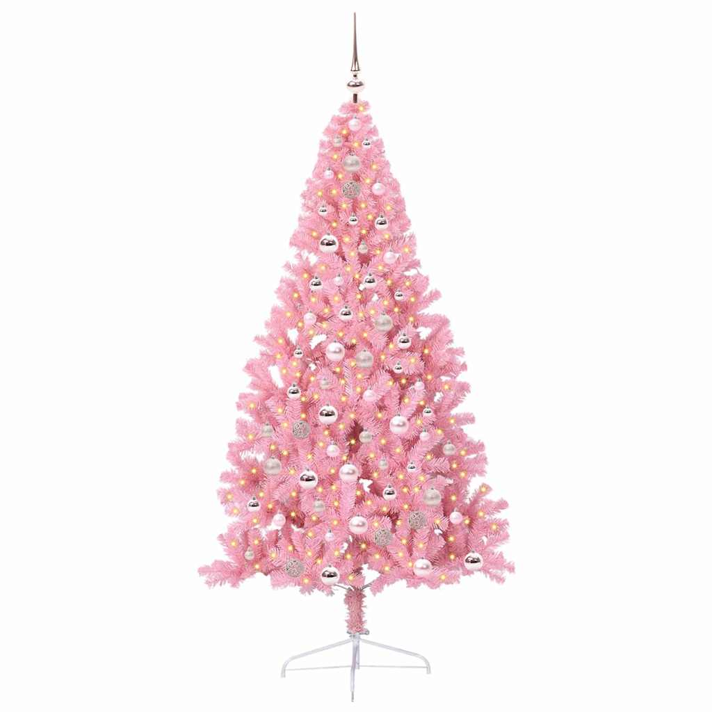 Dirbtinis prieššventinis eglutė su šviesomis Rožinė 210 cm PVC