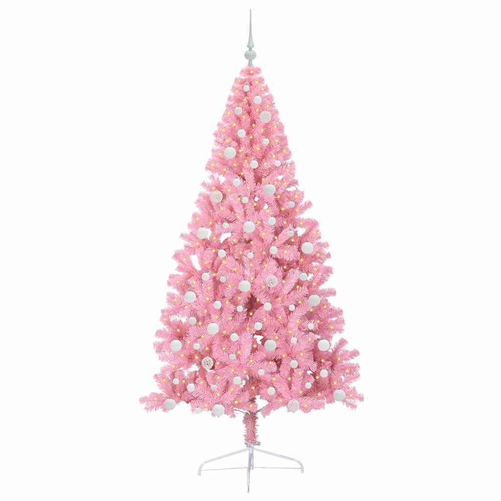 Dirbtinis prieššventinis eglutė su šviesomis Rožinė 210 cm PVC