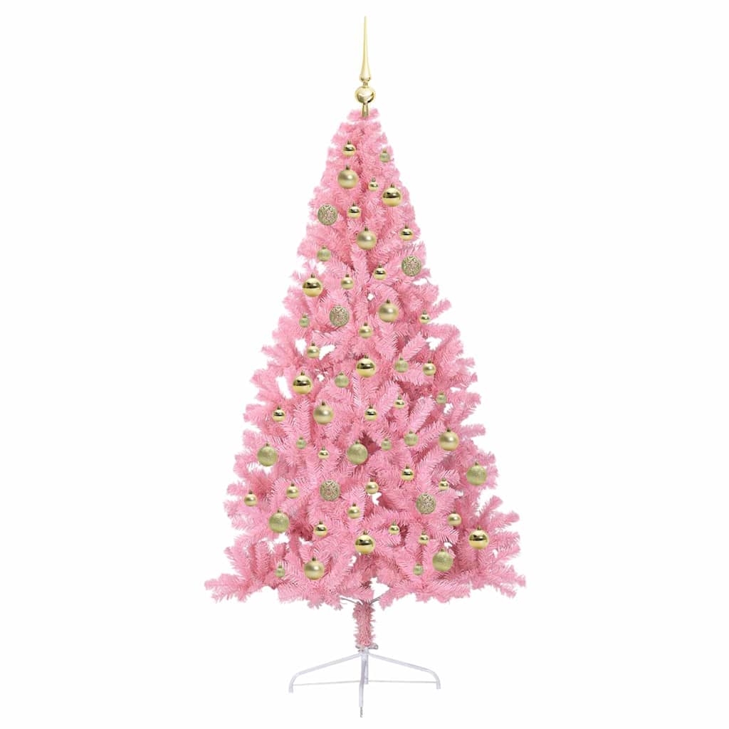 Dirbtinis prieššventinis eglutė su šviesomis Rožinė 210 cm PVC