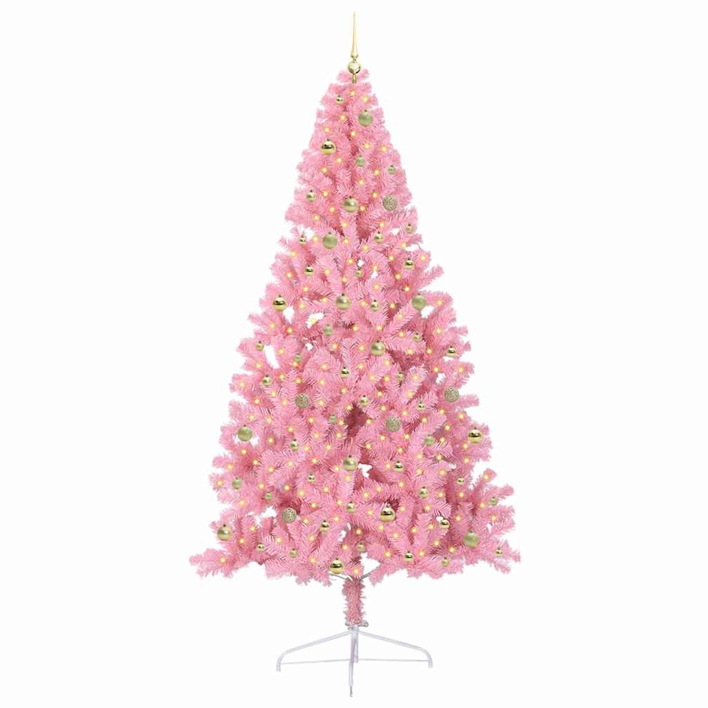 Dirbtinis prieššventinis eglutė su šviesomis Rožinė 240 cm PVC
