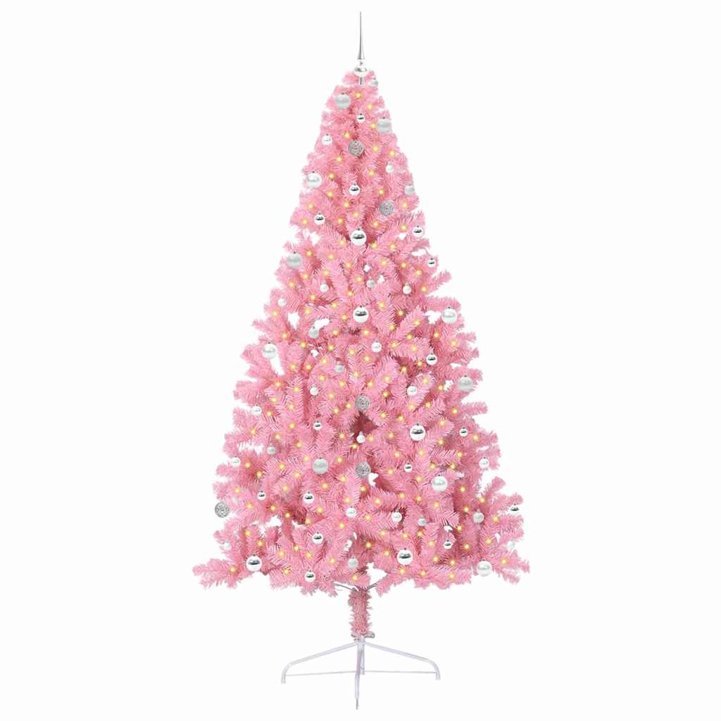 Dirbtinis prieššventinis eglutė su šviesomis Rožinė 240 cm PVC