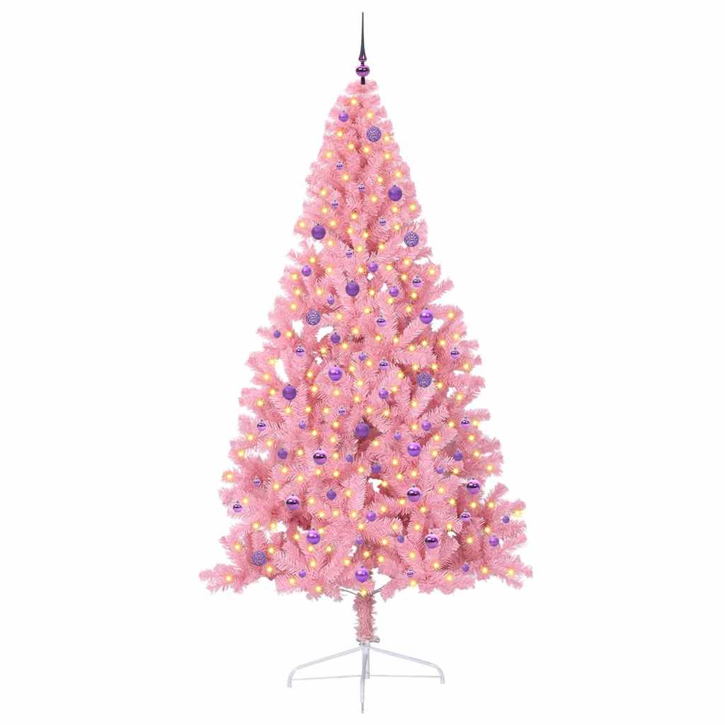 Mākslīgā pirmsvētku eglīte ar lampiņām Rozā 240 cm PVC