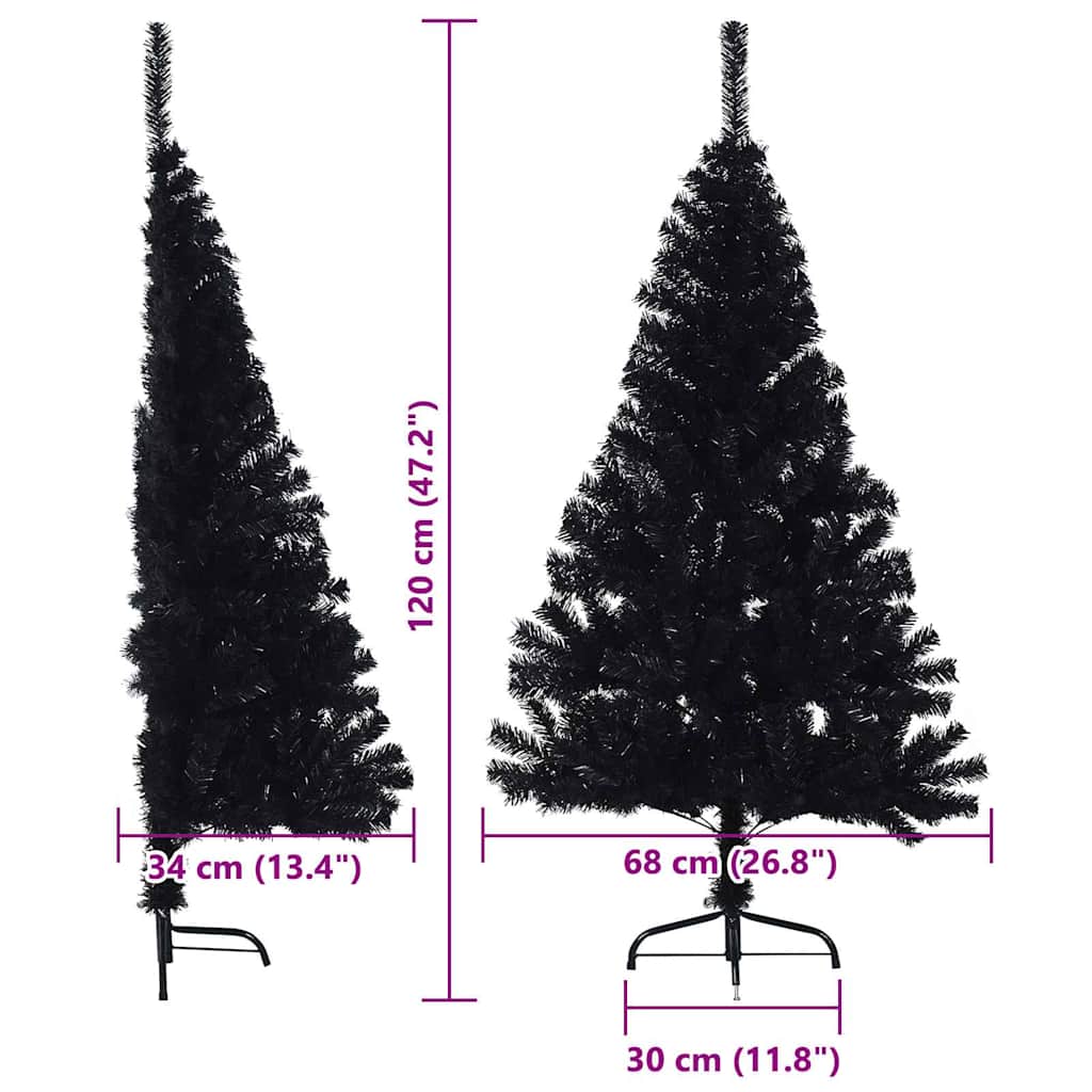 Mākslīgā pirms Ziemassvētku eglīte ar lampiņām Melna 120 cm PVC