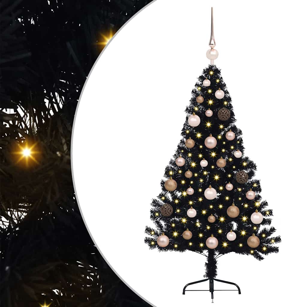 Dirbtinis prieššventinis eglutė su šviesomis Juoda 120 cm PVC