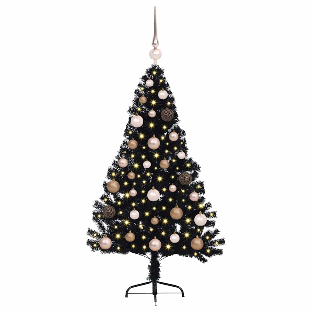 Dirbtinis prieššventinis eglutė su šviesomis Juoda 120 cm PVC