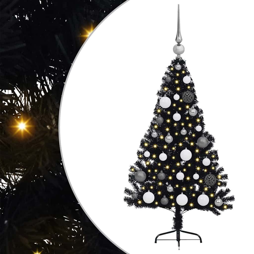 Mākslīgā pirms Ziemassvētku eglīte ar lampiņām Melna 120 cm PVC